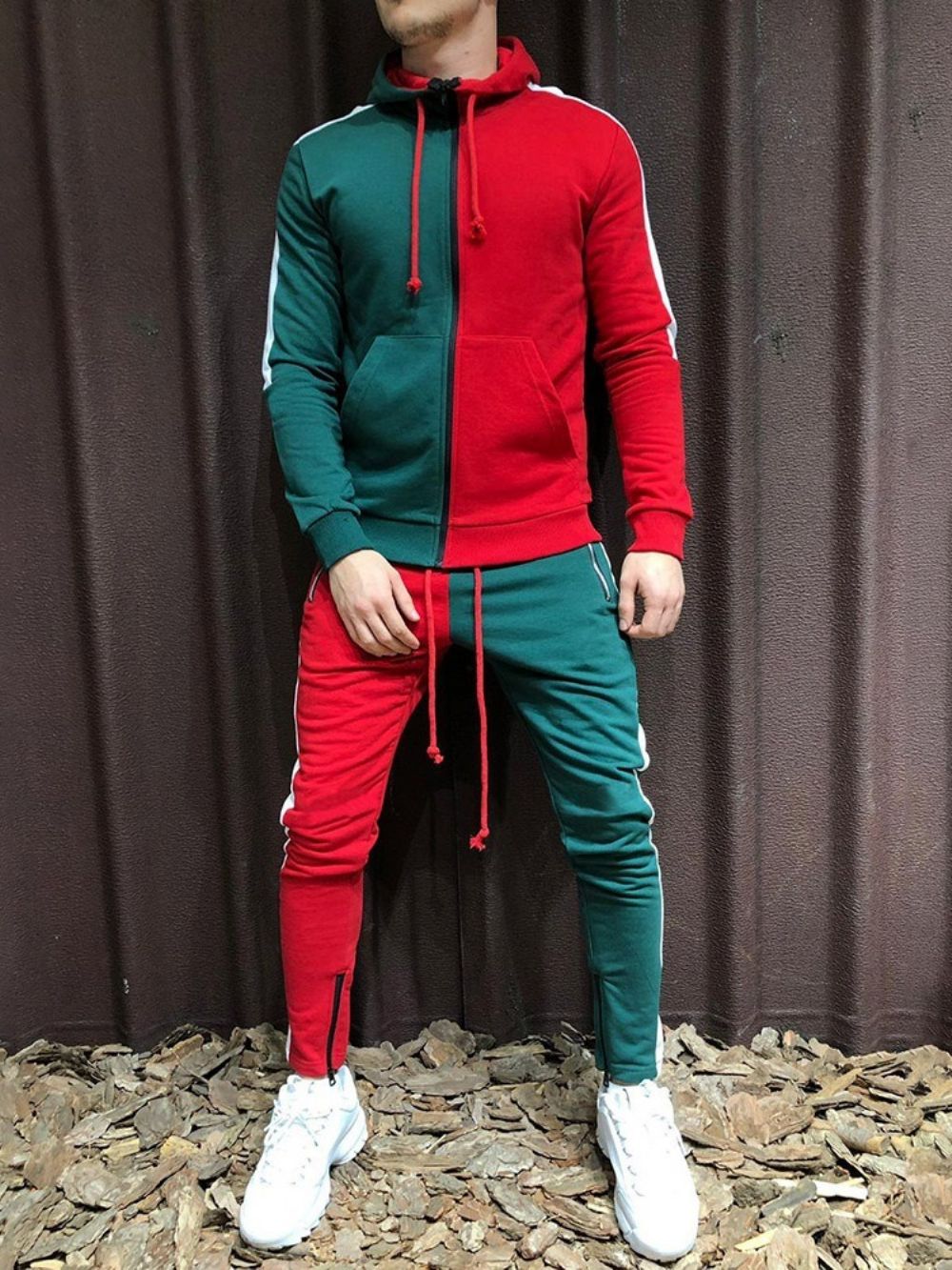 Roupa Esportiva Masculina Color Block Zíper