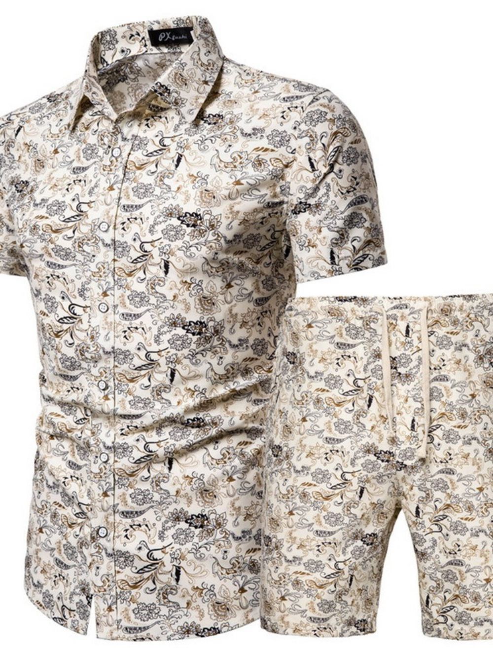 Roupa Masculina Casual De Verão Estampada De Camisa