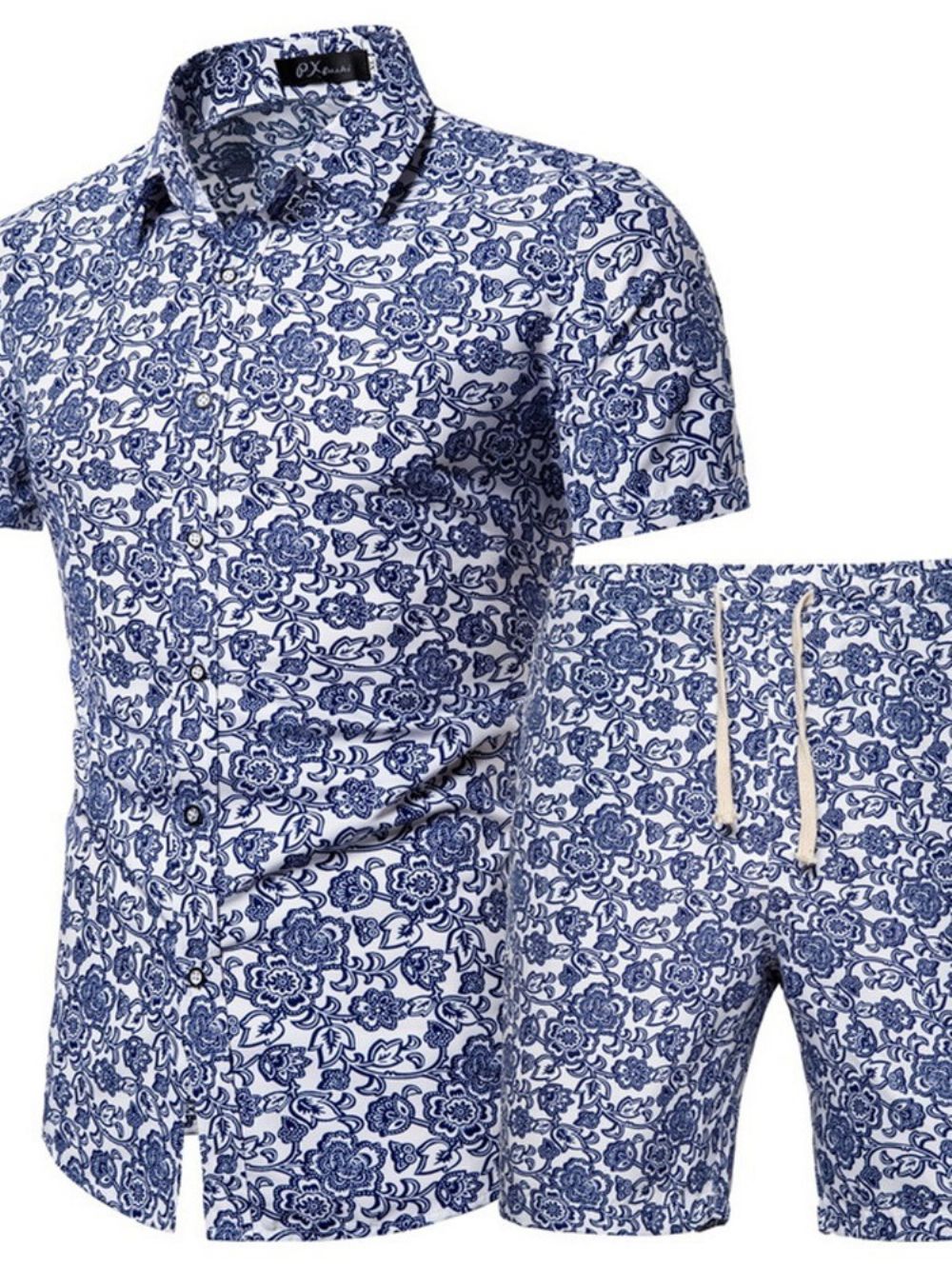 Roupa Masculina Casual De Verão Estampada De Camisa