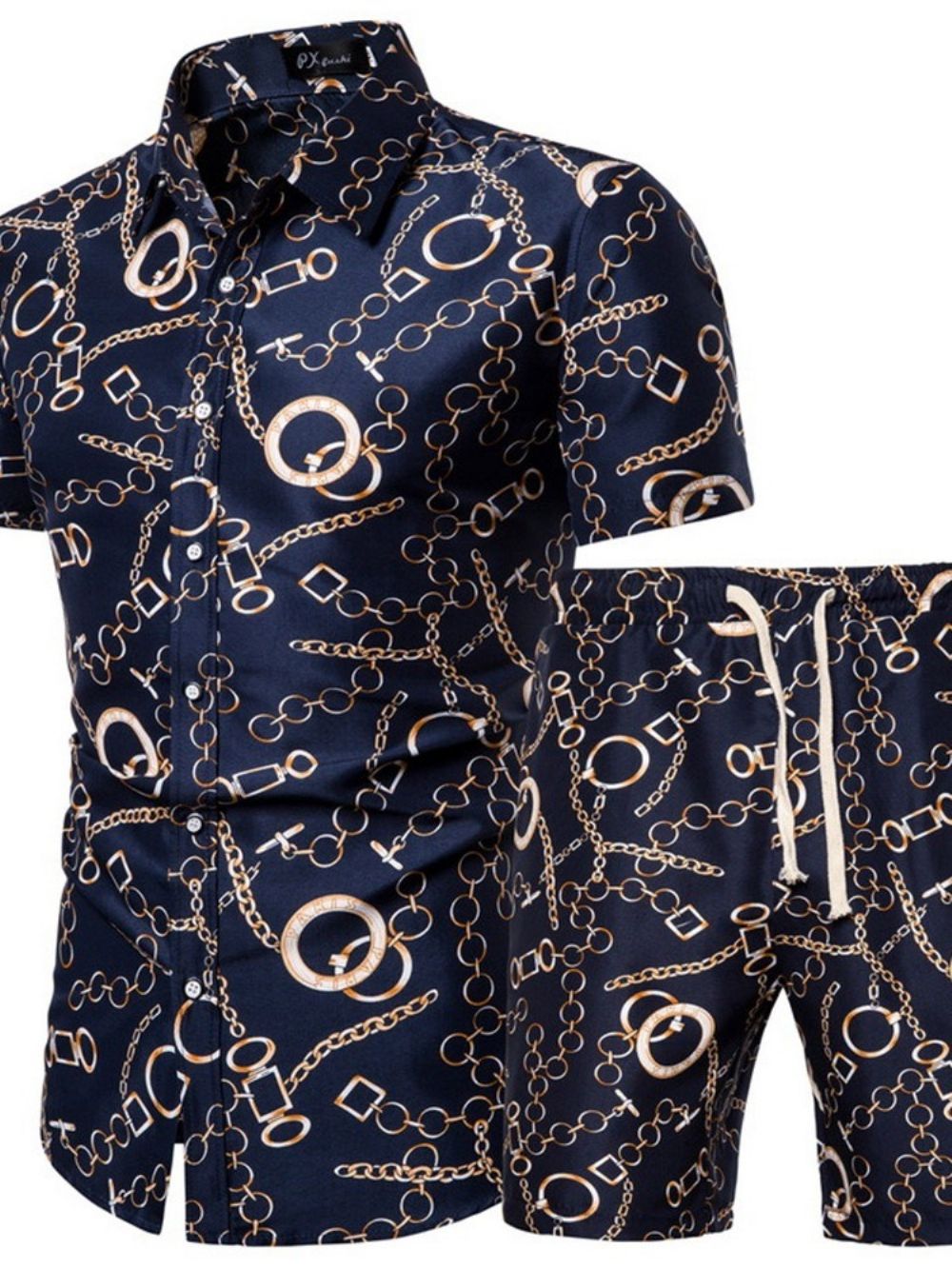 Roupa Masculina Casual De Verão Estampada De Camisa