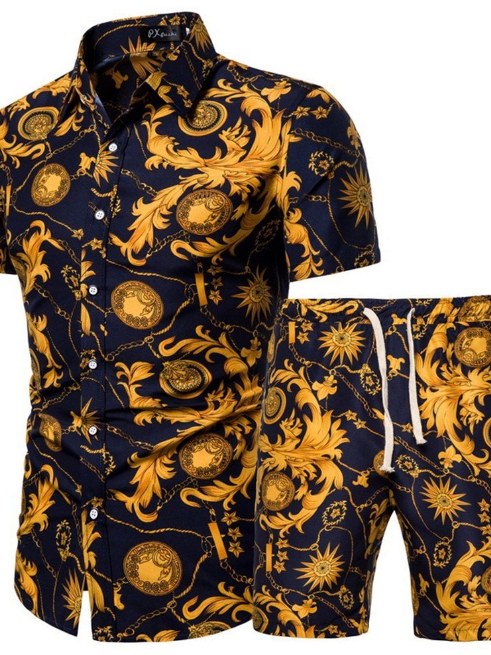 Roupa Masculina Casual De Verão Estampada De Camisa