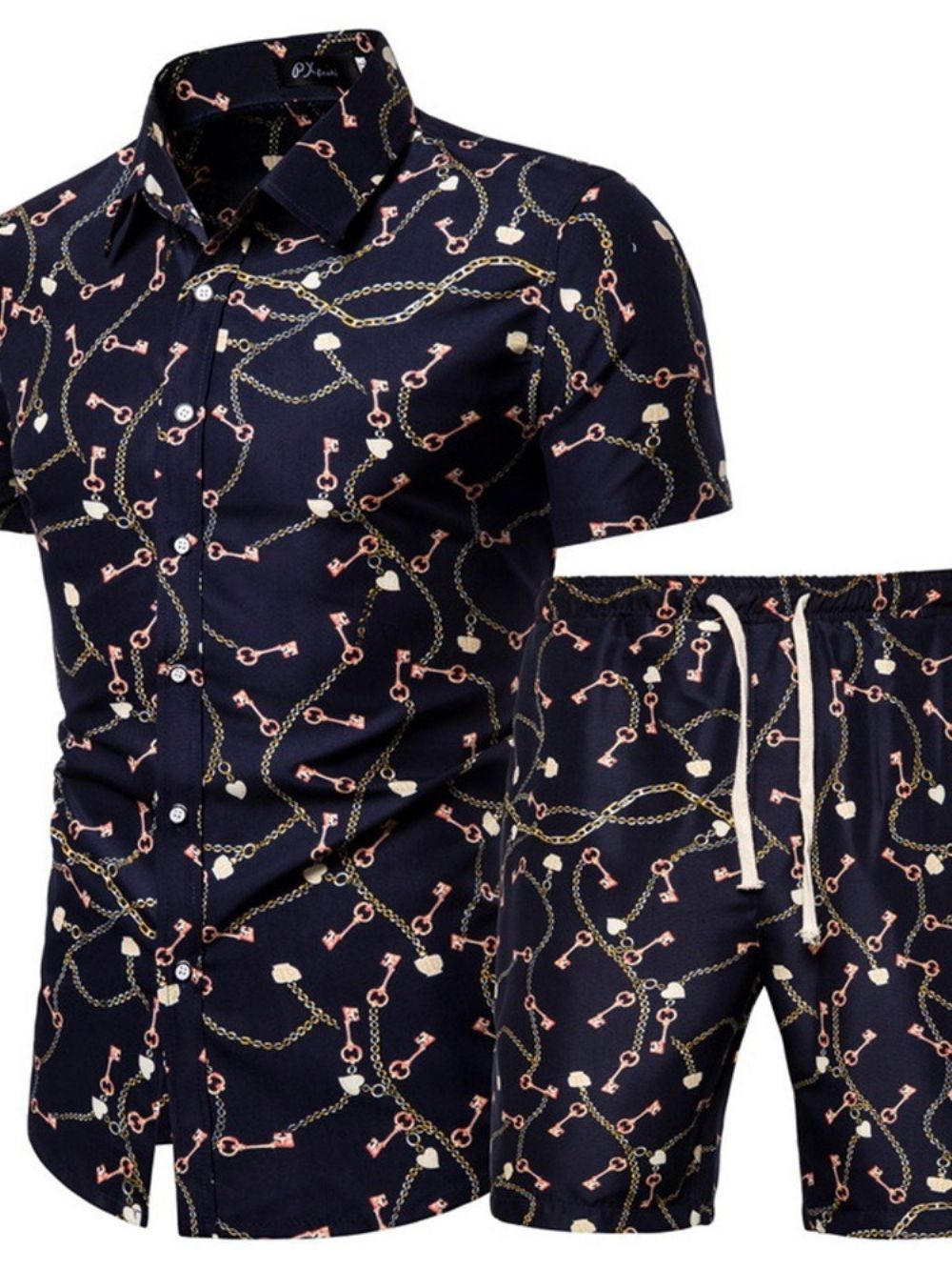 Roupa Masculina Casual De Verão Estampada De Camisa