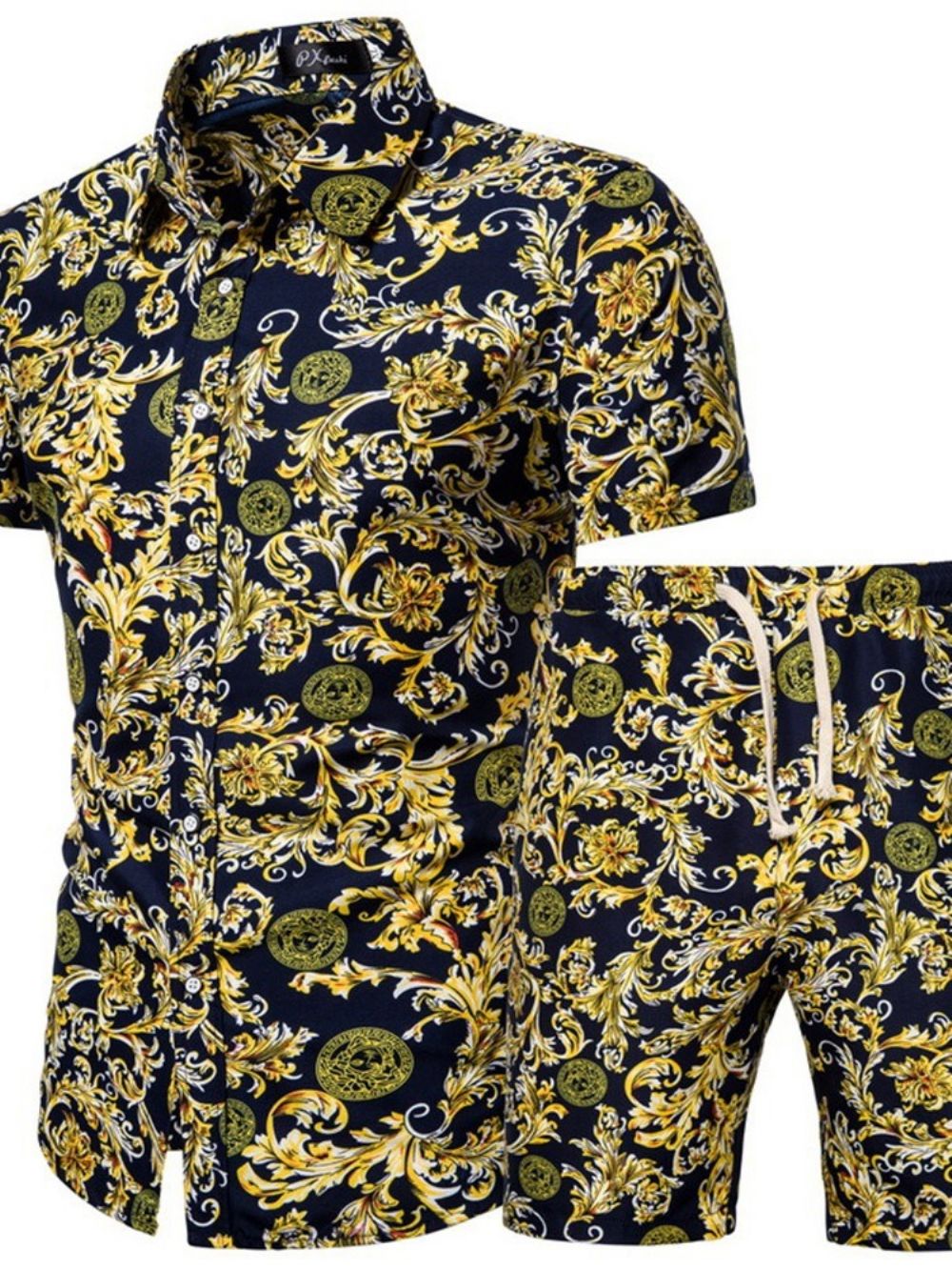 Roupa Masculina Casual De Verão Estampada De Camisa