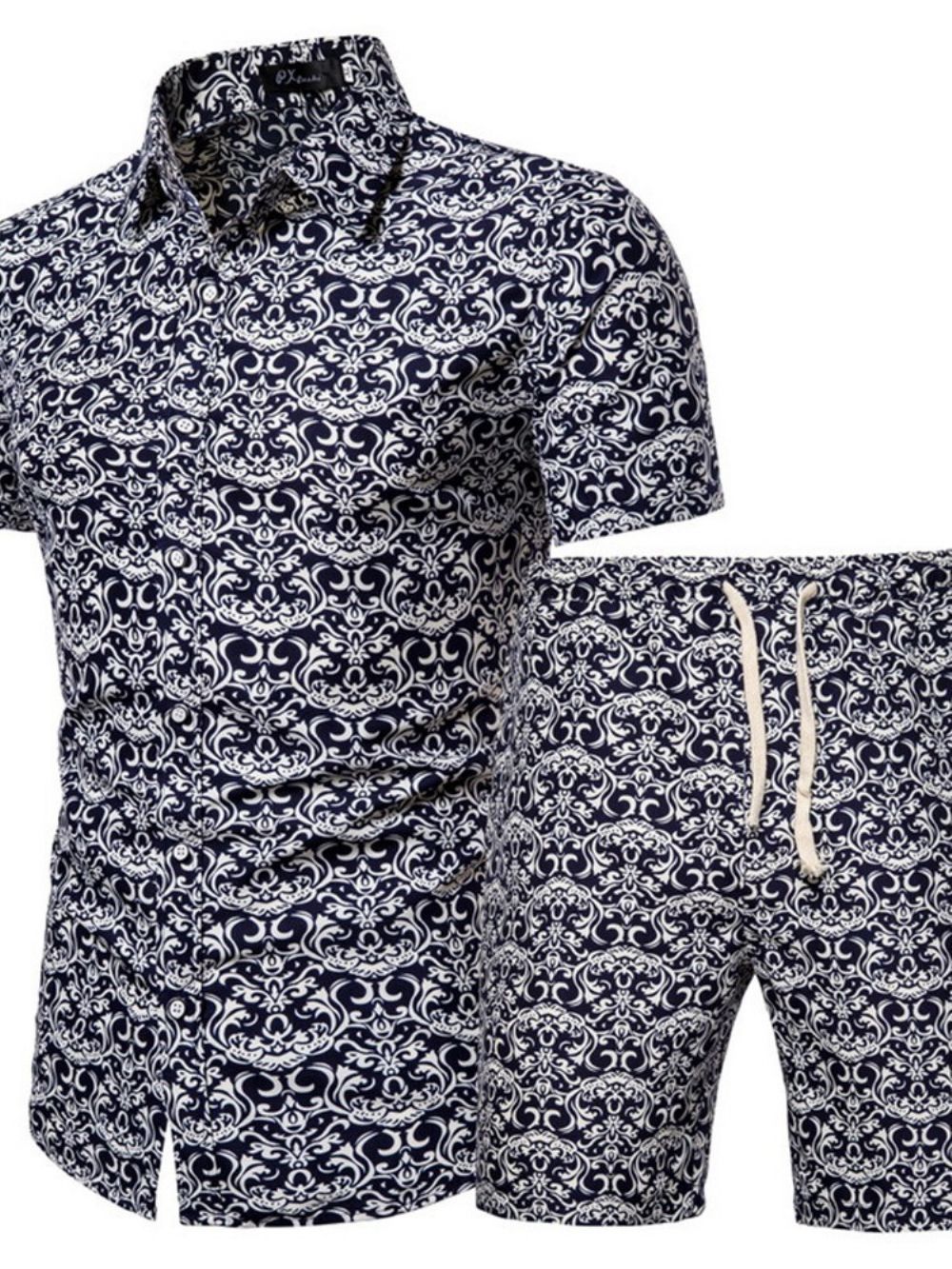 Roupa Masculina Casual De Verão Estampada De Camisa