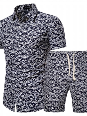 Roupa Masculina Casual De Verão Estampada De Camisa