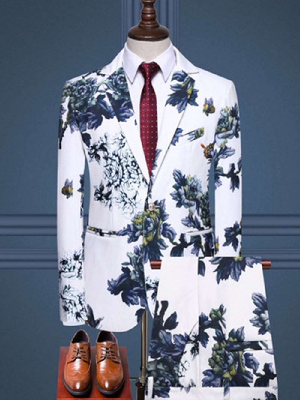 Terno Masculino Floral Formal De Um Botão