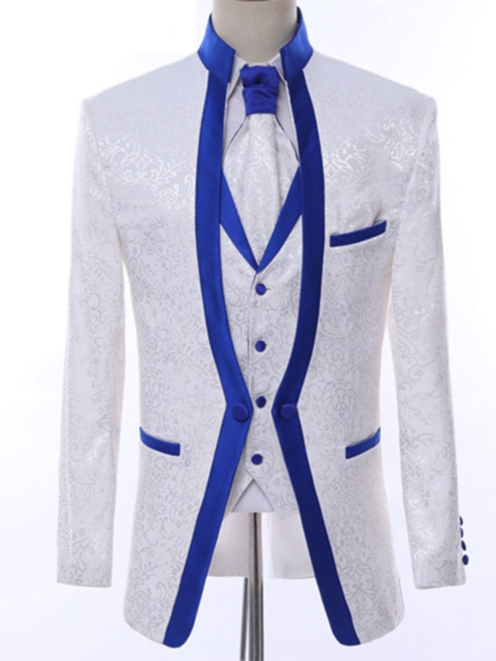 Terno De Vestido Formal Branco Para Homem Com Bolso Colete