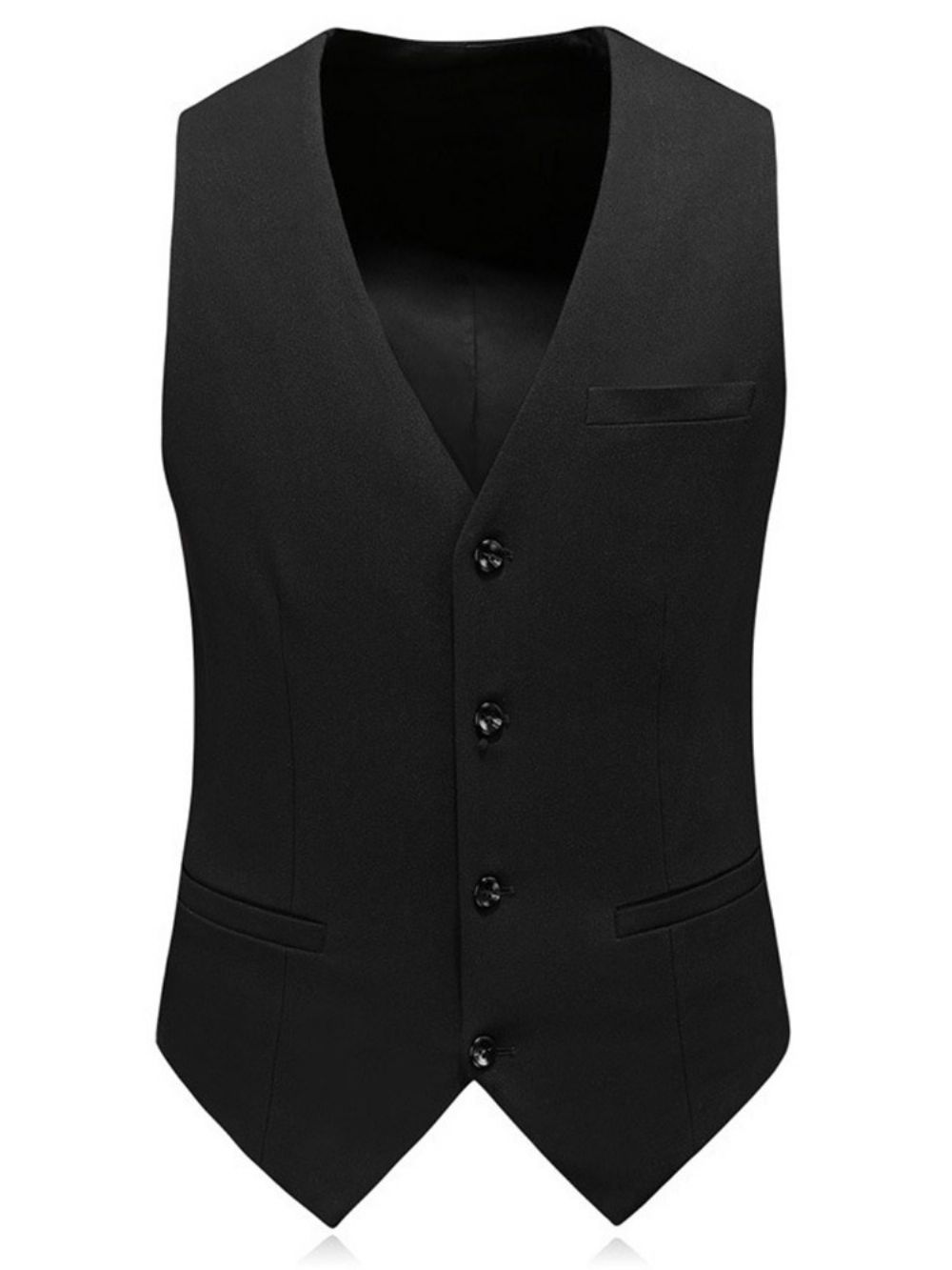 Vestido Casual Masculino Preto Liso De Um Botão De 3 Peças