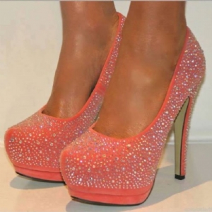 Salto Alto Com Strass Rosa Cintilante