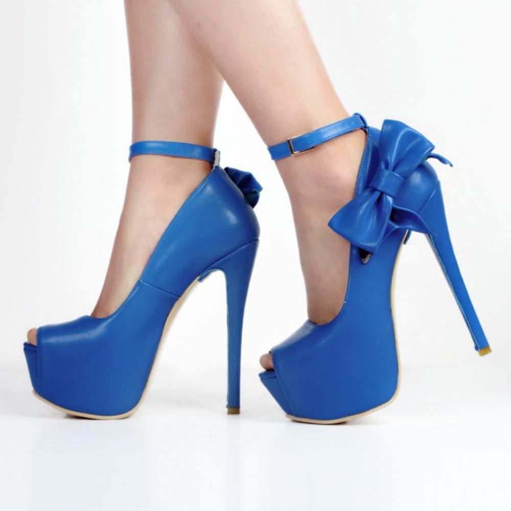 Sapatilha Stiletto Peep Toe Simples Com Bowknot