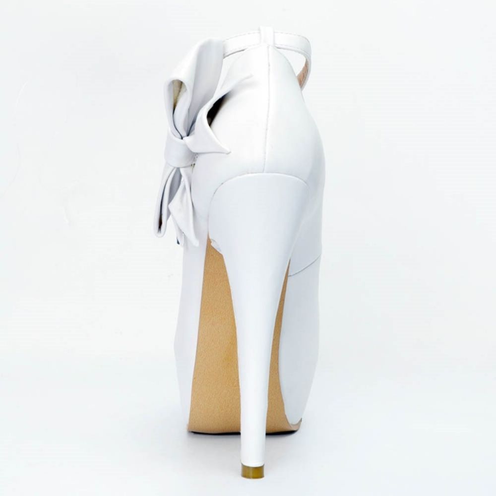 Sapatilha Stiletto Peep Toe Simples Com Bowknot