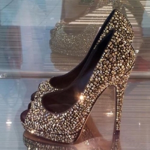 Sapatos De Baile Com Plataforma Peep Toe Strass