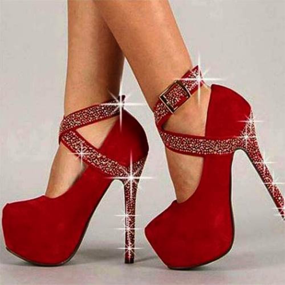 Sapatos De Baile Femininos De Salto Agulha Com Tira No Tornozelo Da Moda