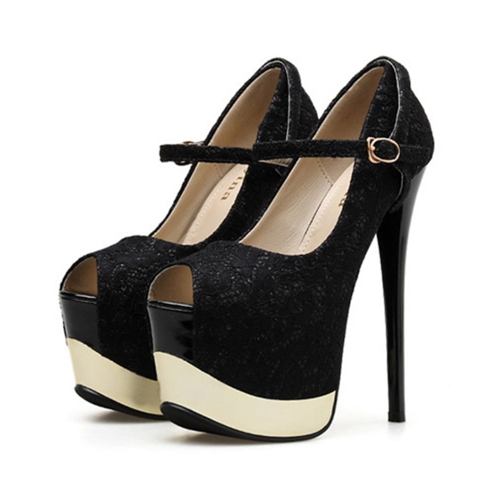 Sapatos De Baile Femininos Salto Agulha Peep Toe Plataforma