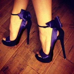 Sapatos De Baile De Formatura De Salto Alto Sexy Roxo Com Laço Alto