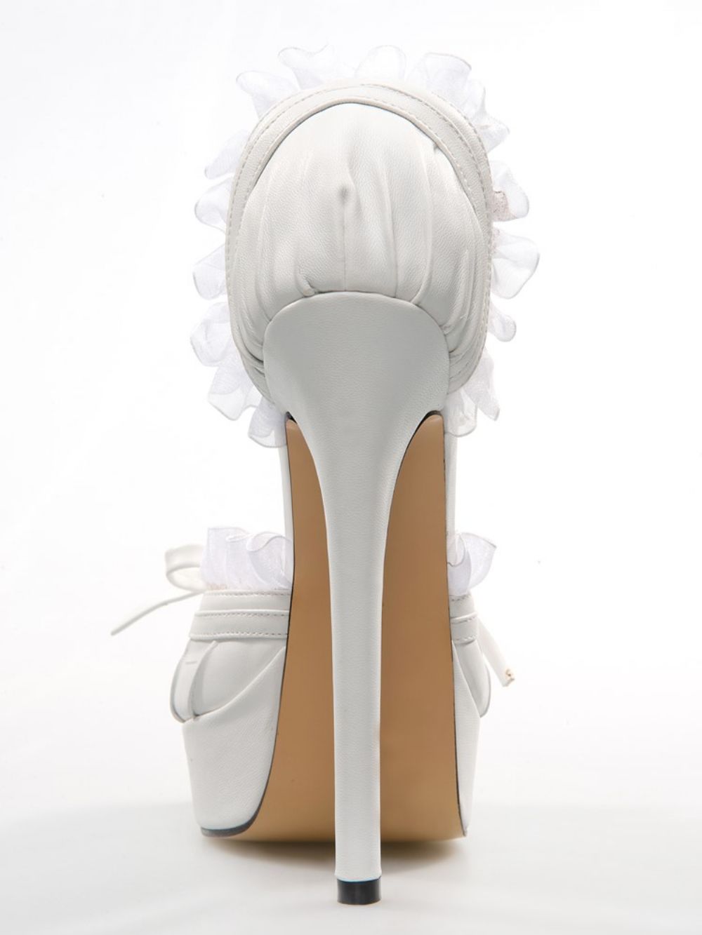 Sapatos De Salto Alto E Sapatos De Baile Elegantes De Pu Branco Peep Toe Com Tira No Tornozelo