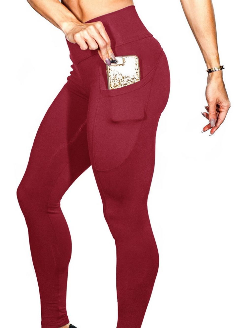 Bolsos Anti-Suor Leggings De Ioga Sólidas Calças De Ioga De Cintura Alta Tiktok Leggings