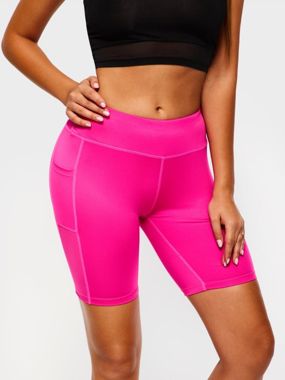 Bolsos Femininos Anti-Suor Sólido Ginásio Esportes Shorts Ioga Calças Ioga Cintura Alta Legging Tiktok