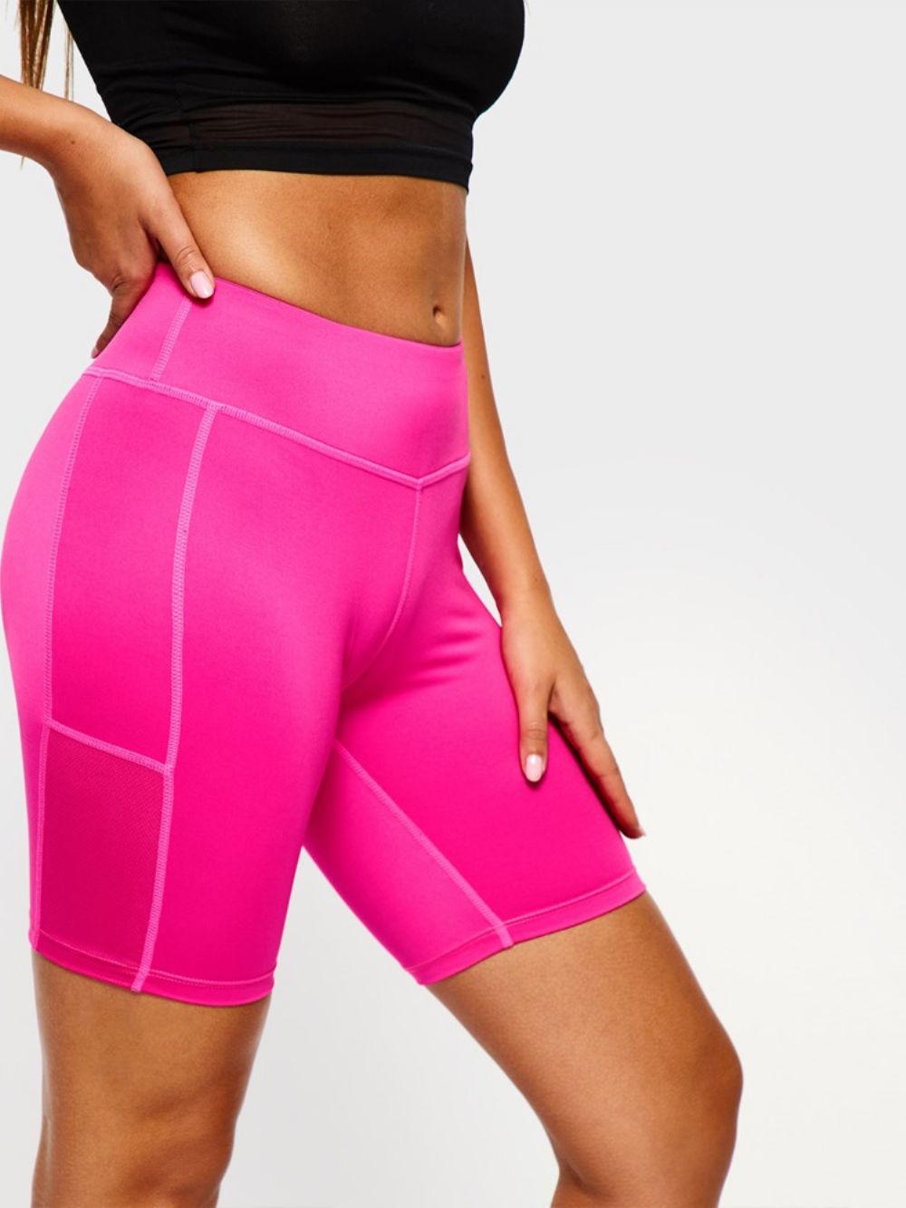 Bolsos Femininos Anti-Suor Sólido Ginásio Esportes Shorts Ioga Calças Ioga Cintura Alta Legging Tiktok