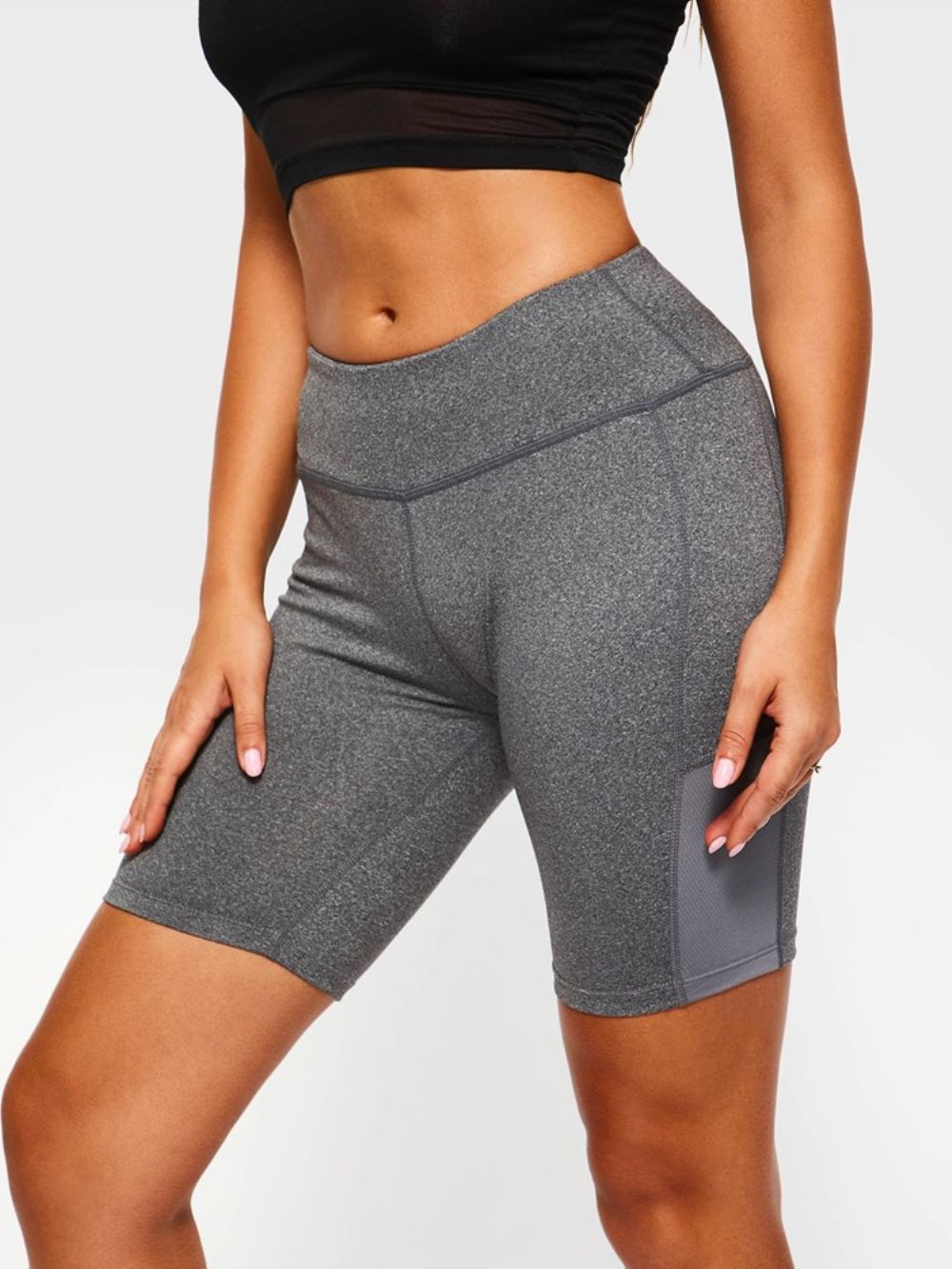 Bolsos Femininos Anti-Suor Sólido Ginásio Esportes Shorts Ioga Calças Ioga Cintura Alta Legging Tiktok