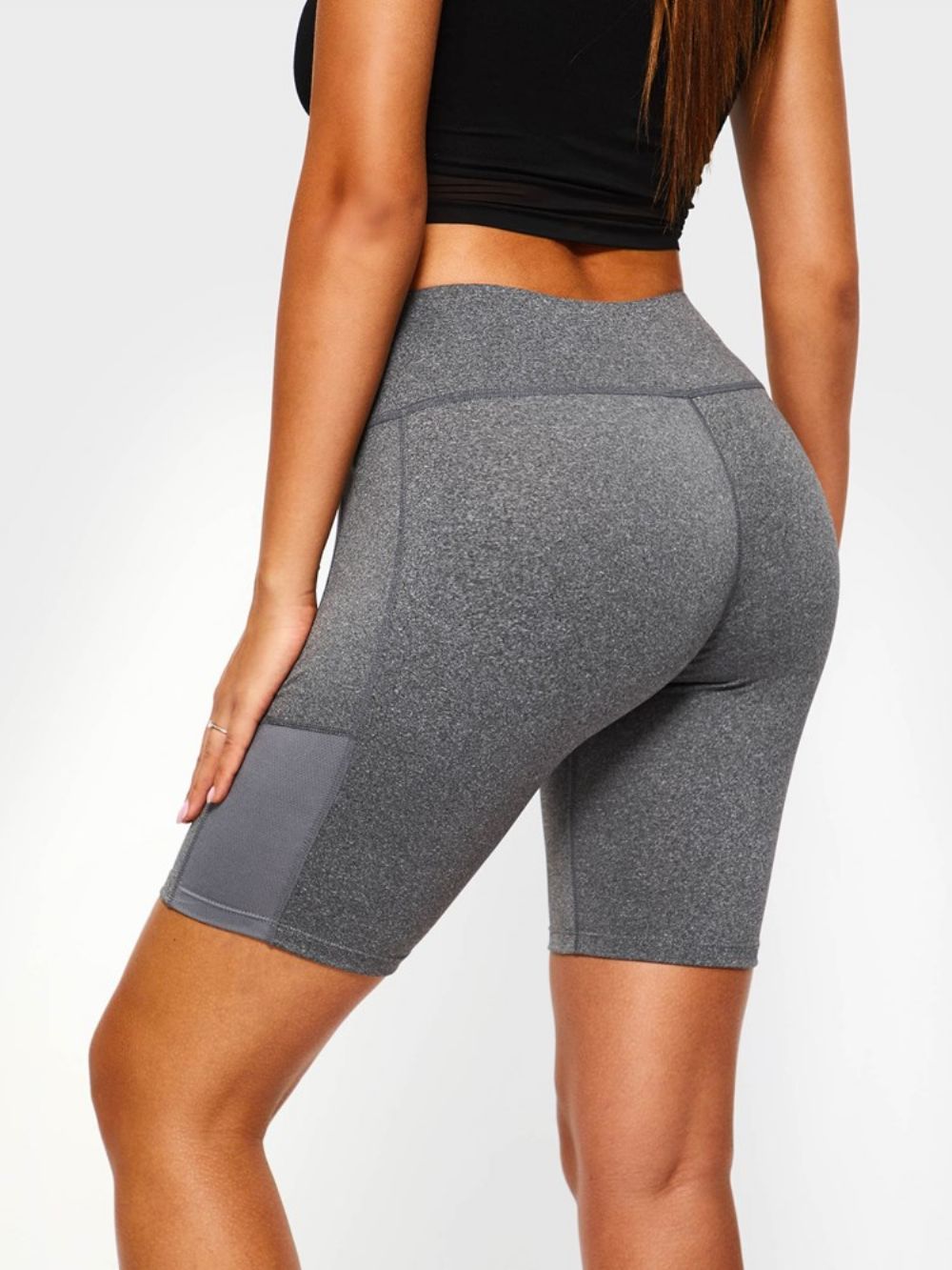 Bolsos Femininos Anti-Suor Sólido Ginásio Esportes Shorts Ioga Calças Ioga Cintura Alta Legging Tiktok