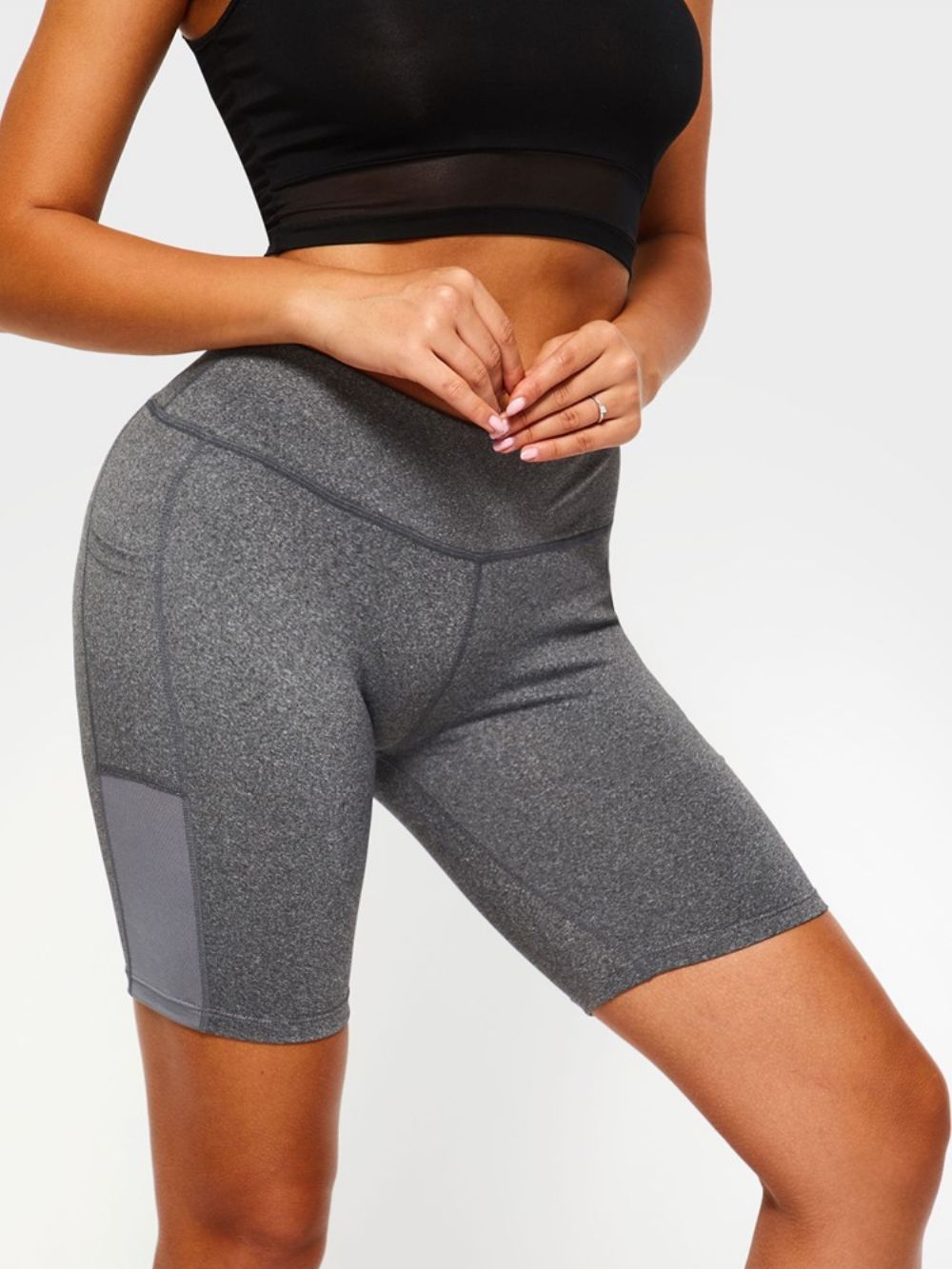 Bolsos Femininos Anti-Suor Sólido Ginásio Esportes Shorts Ioga Calças Ioga Cintura Alta Legging Tiktok