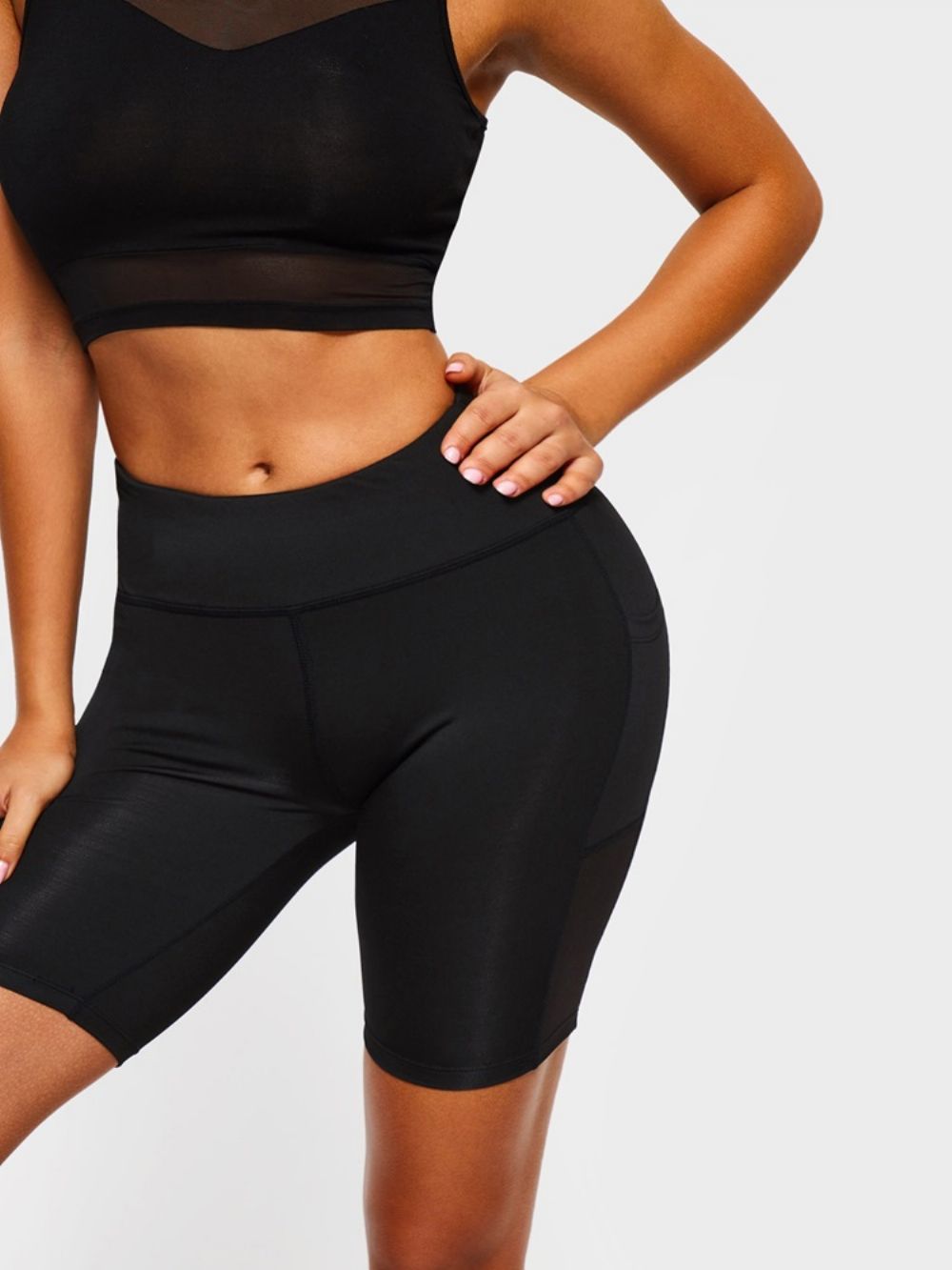 Bolsos Femininos Anti-Suor Sólido Ginásio Esportes Shorts Ioga Calças Ioga Cintura Alta Legging Tiktok