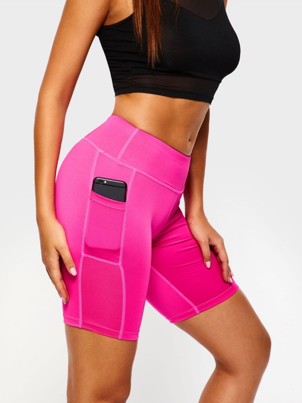 Bolsos Femininos Anti-Suor Sólido Ginásio Esportes Shorts Ioga Calças Ioga Cintura Alta Legging Tiktok