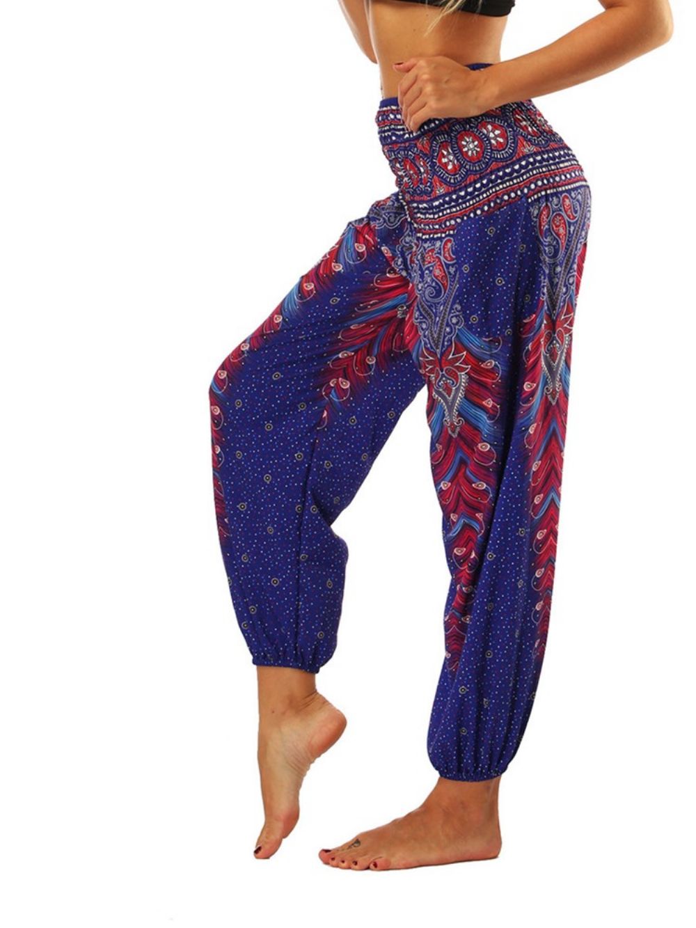 Calça Harem Com Estampa Geométrica Boho Yoga