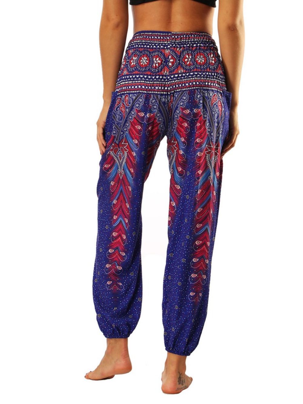 Calça Harem Com Estampa Geométrica Boho Yoga