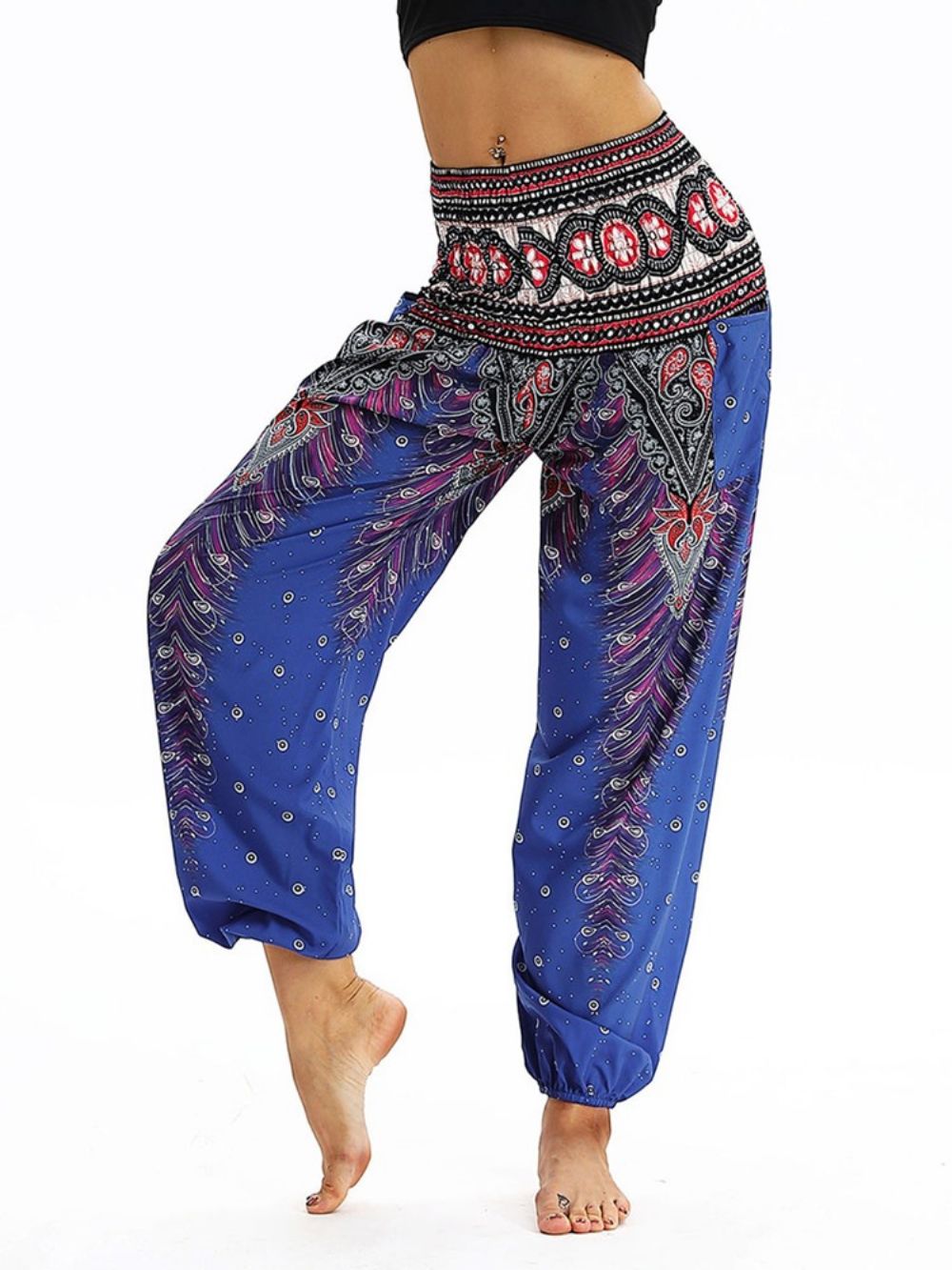 Calça De Harém De Ioga Com Estampa Geométrica Boho