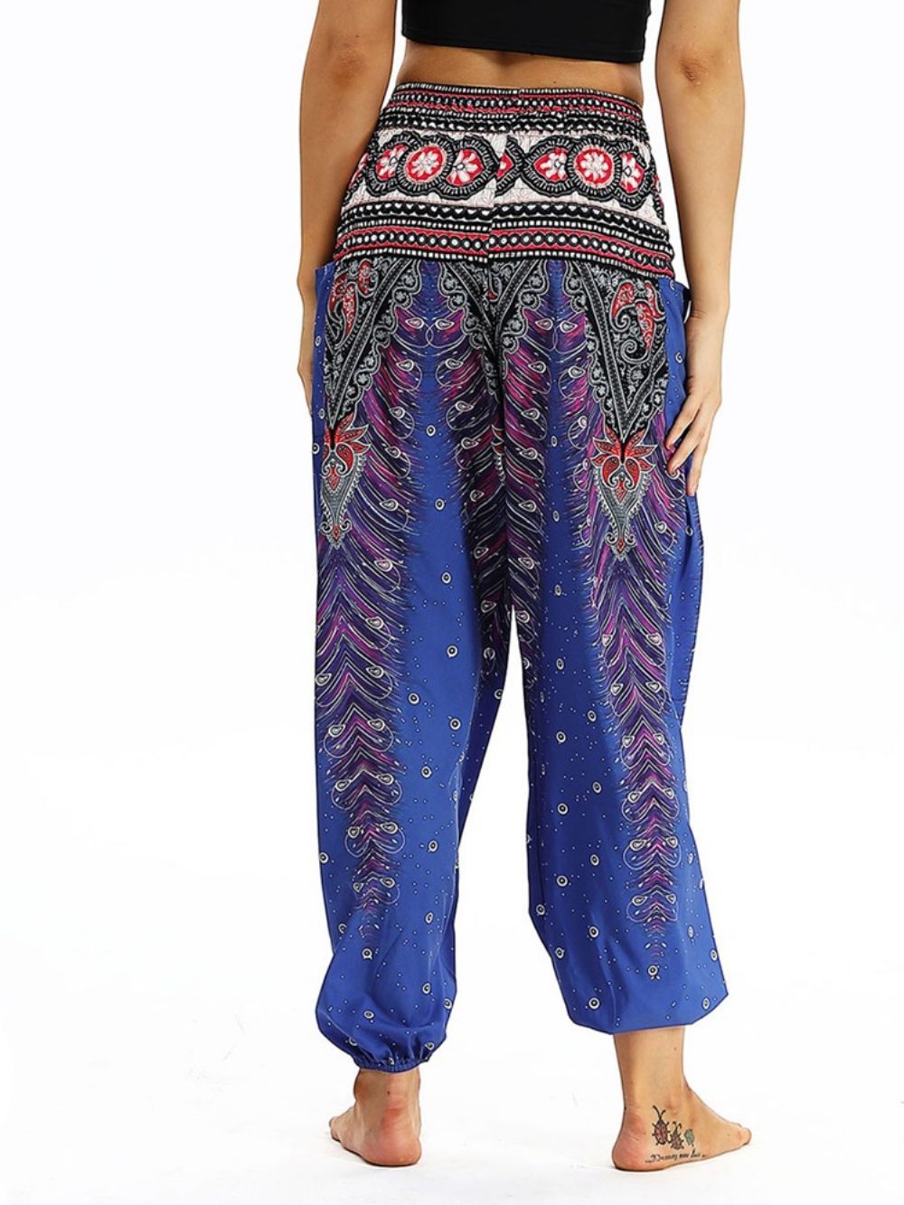 Calça De Harém De Ioga Com Estampa Geométrica Boho