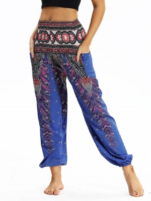 Calça De Harém De Ioga Com Estampa Geométrica Boho