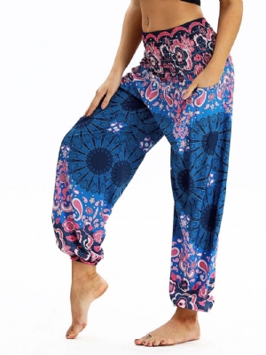 Calça Jogger Harém De Ioga Com Estampa Boho E Cintura Elástica