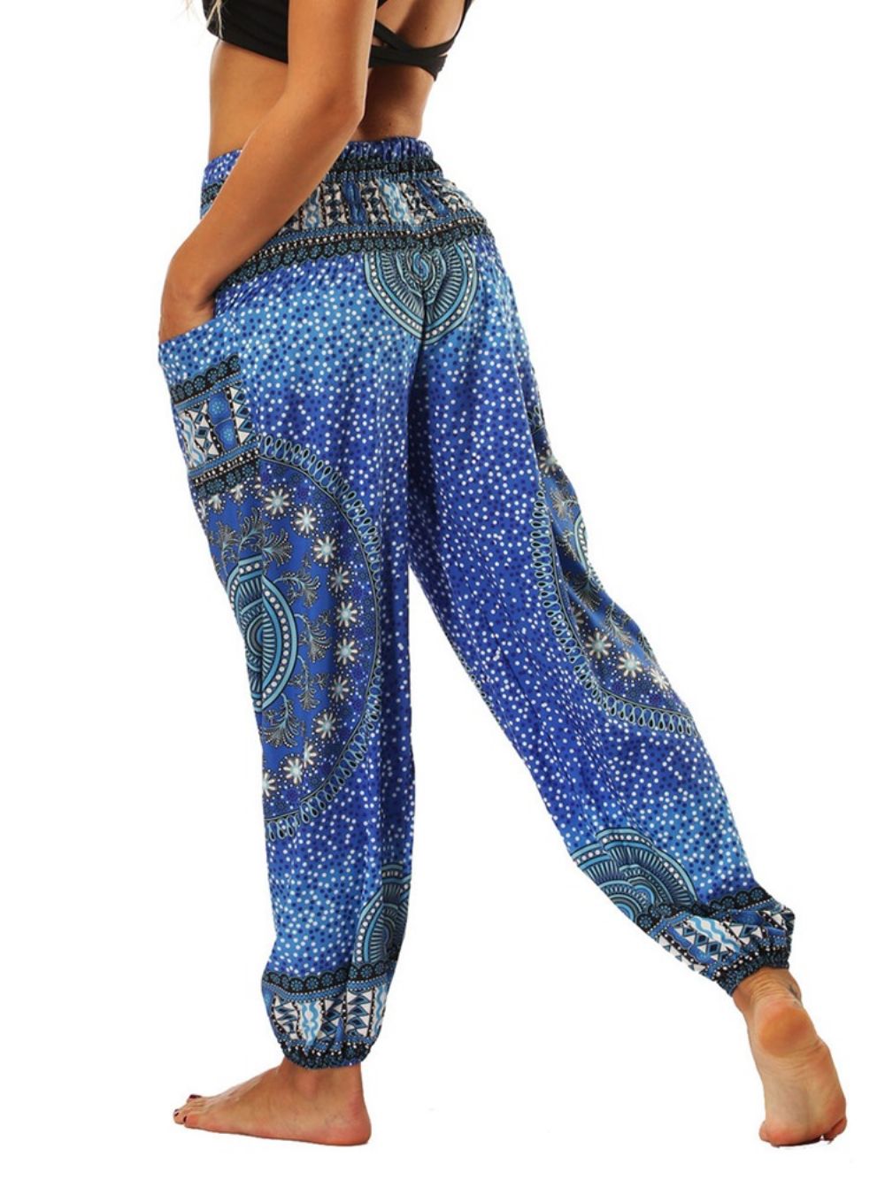 Calça Jogger Harém De Ioga Geométrica Com Estampa Boho