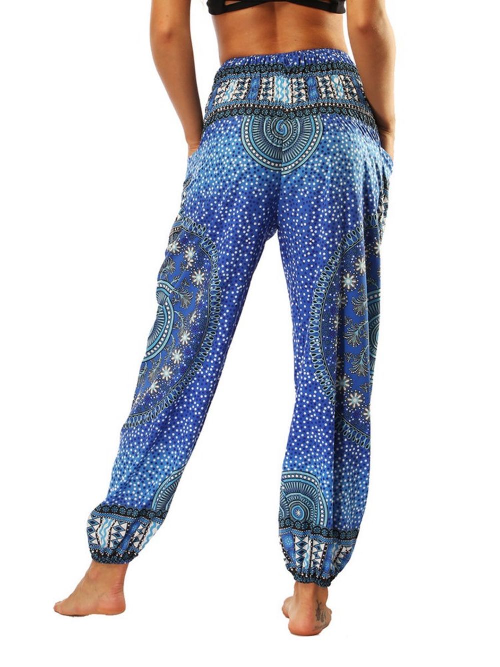 Calça Jogger Harém De Ioga Geométrica Com Estampa Boho