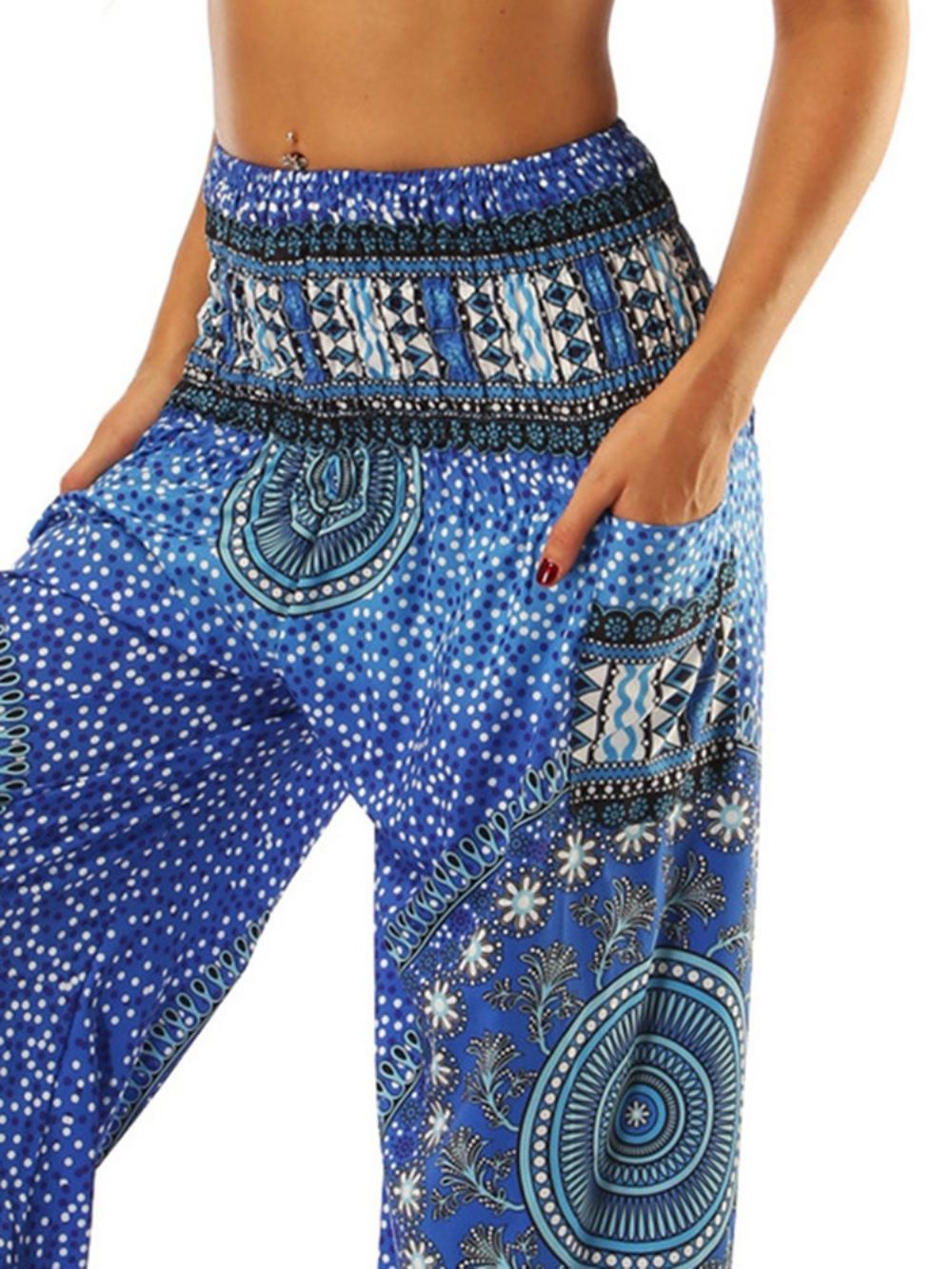 Calça Jogger Harém De Ioga Geométrica Com Estampa Boho