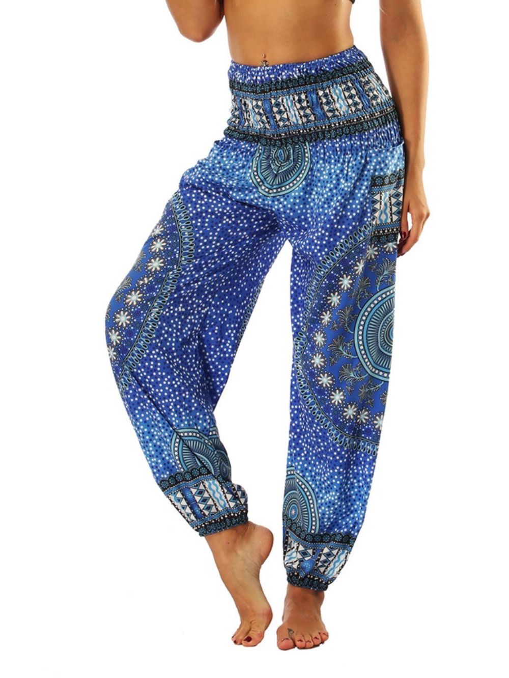 Calça Jogger Harém De Ioga Geométrica Com Estampa Boho