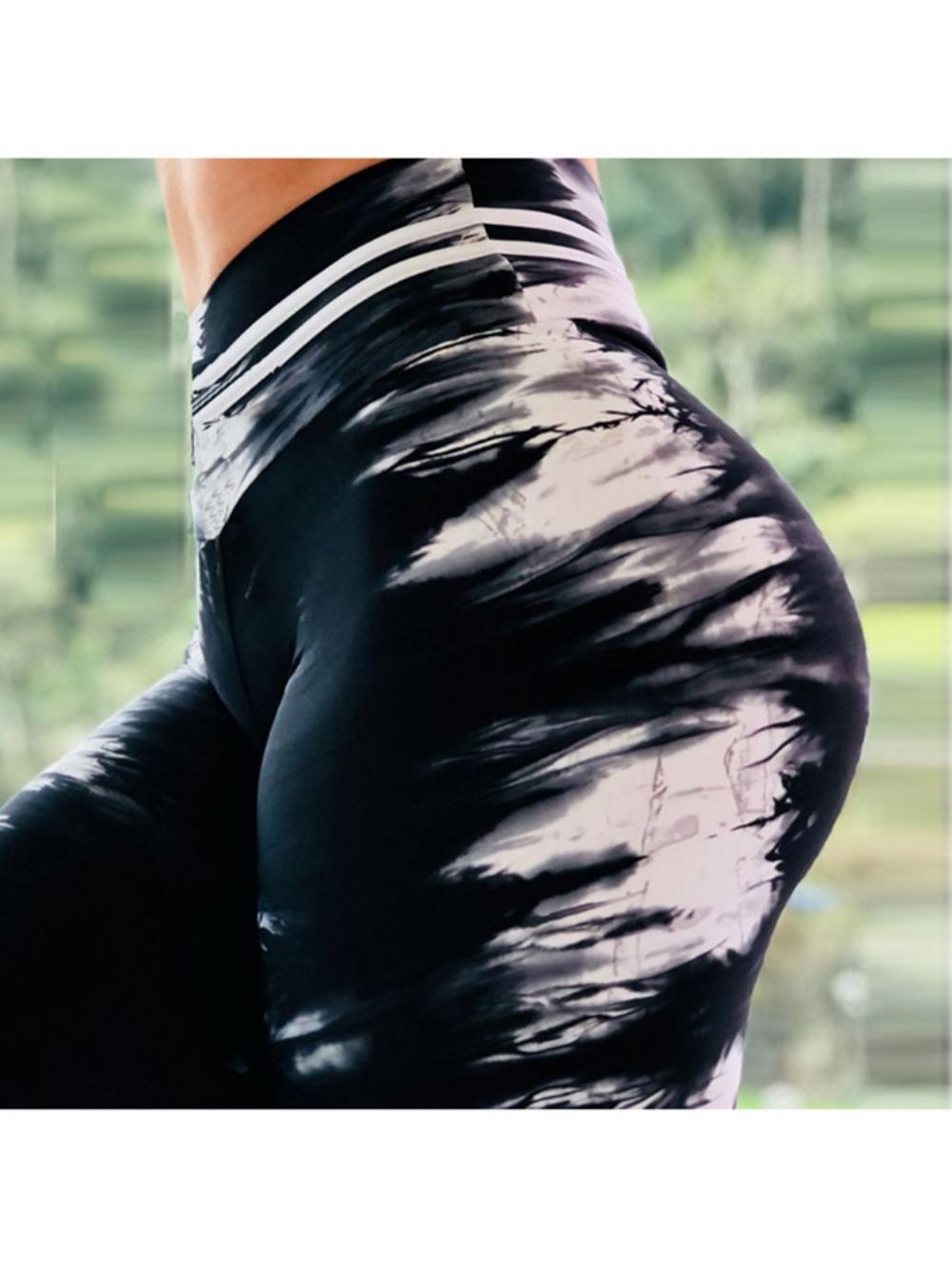 Calça Legging Esportiva Cintura Alta Push-Up Para Academia Estampa Ioga Calças Legging Tiktok Cintura Alta