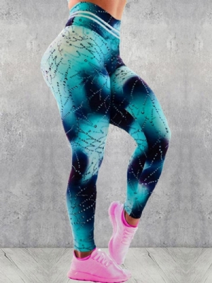 Calça Legging Esportiva Cintura Alta Push-Up Para Academia Estampa Ioga Calças Legging Tiktok Cintura Alta