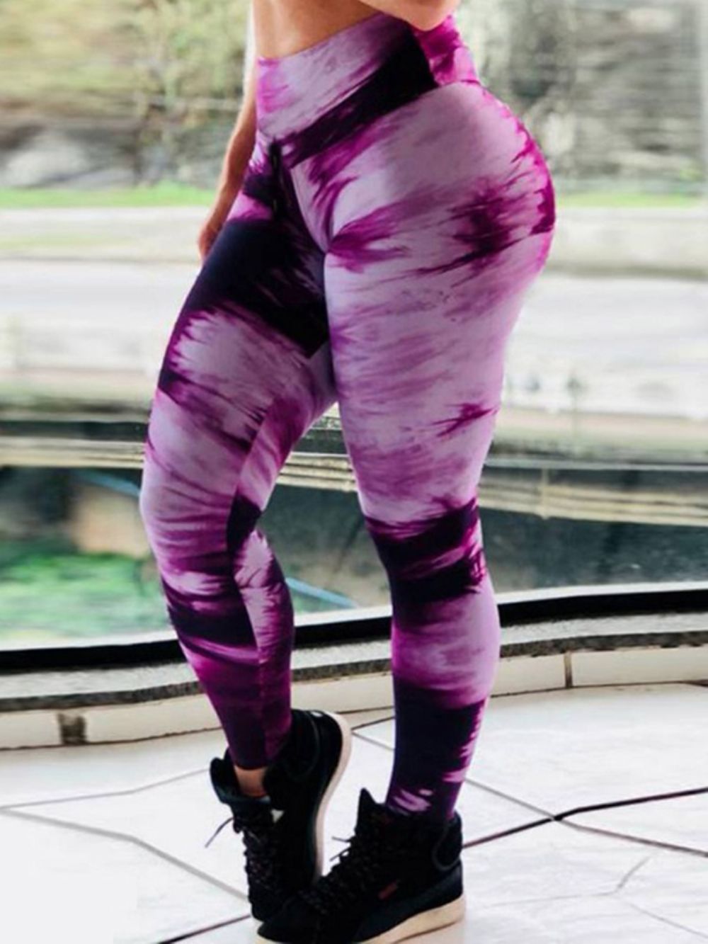 Calça Legging Tiktok Respirável Gradiente Para Academia Esporte Ioga Cintura Alta