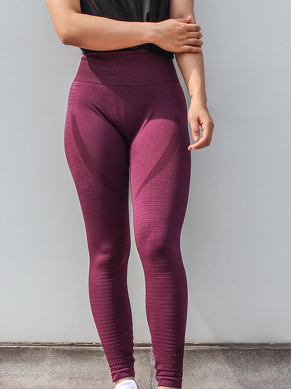 Calça De Patchwork Sólida Anti-Suor Calça De Ioga De Cintura Alta Tiktok Legging