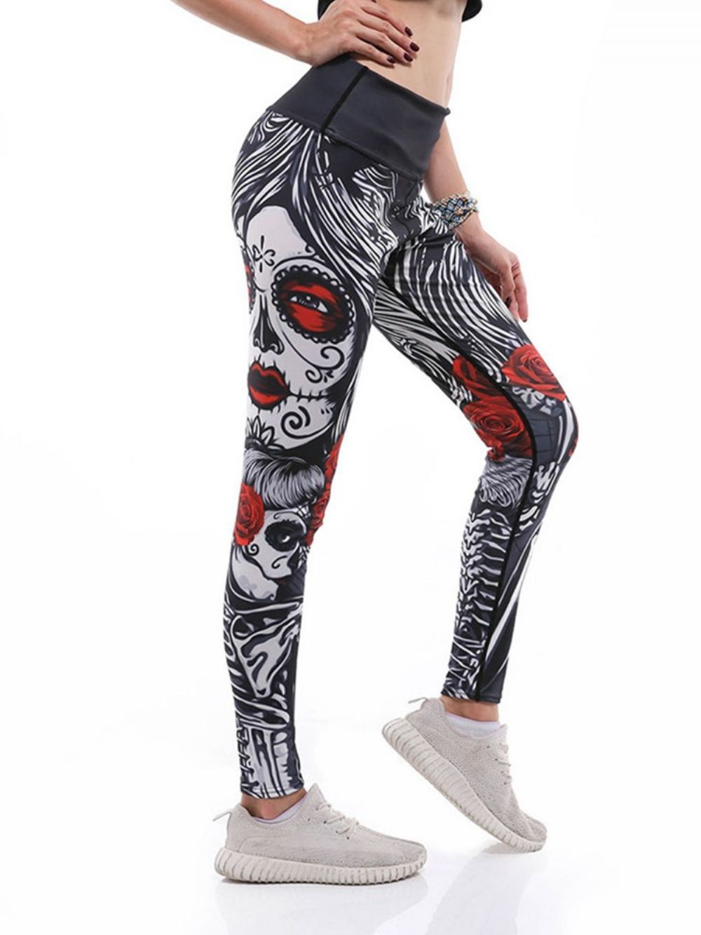 Calças Femininas Estampadas Desenhos Animados Anti-Suor Ginásio Esportes Ioga Legging Tiktok Cintura Alta