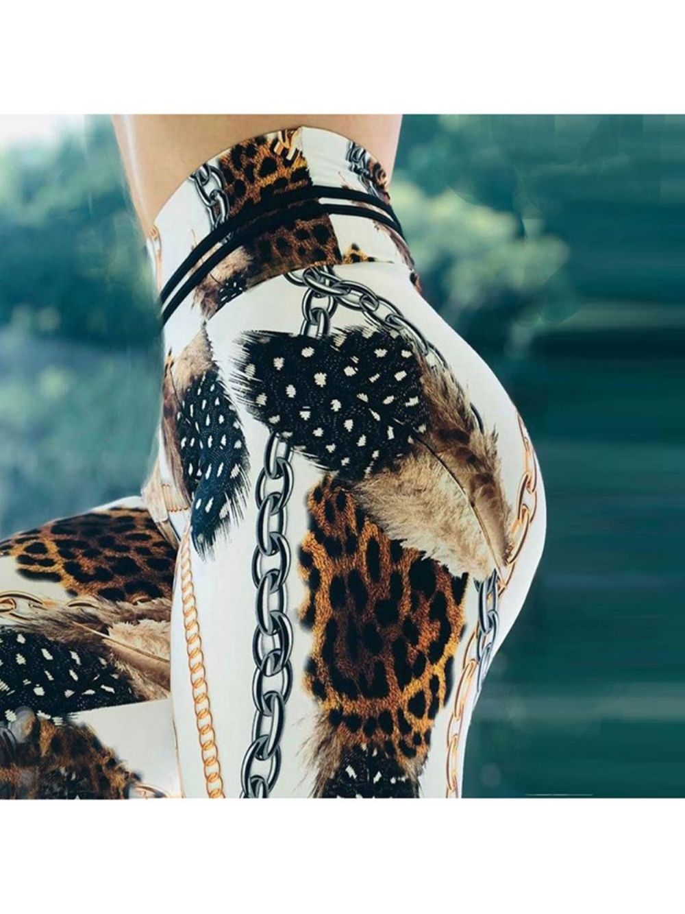 Calças De Ioga Com Estampa De Leopardo Em Bloco De Cores De Cintura Alta Calças De Ioga De Cintura Alta Tiktok Leggings