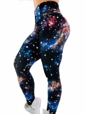 Calças De Ioga Femininas Com Estampa De Blocos Coloridos Céu Estrelado Academia Esportes Ioga Leggings Cintura Alta Tiktok Leggings