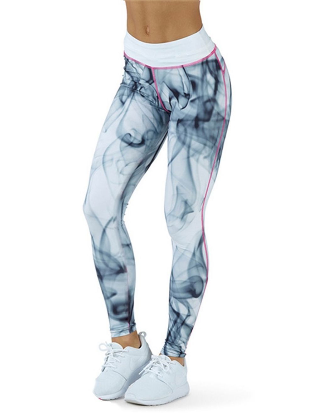 Calças De Yoga Com Estampa De Secagem Rápida Color Block Respirável De Comprimento Total Calças De Ioga De Cintura Alta Tiktok Leggings