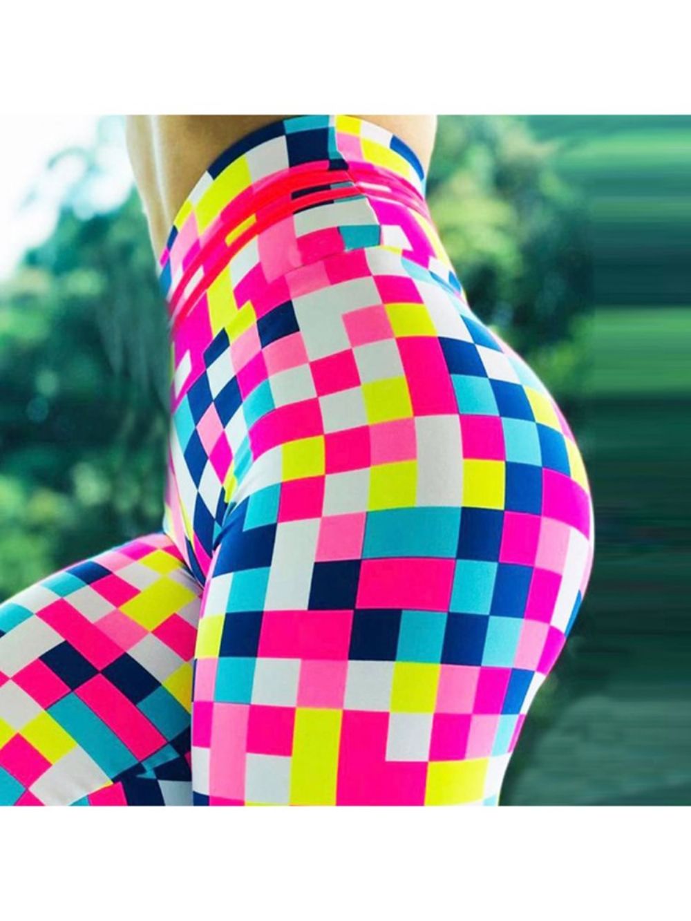 Legging Feminina De Cintura Alta Respirável Estampa De Mosaico Calças De Ioga De Cintura Alta Tiktok Leggings