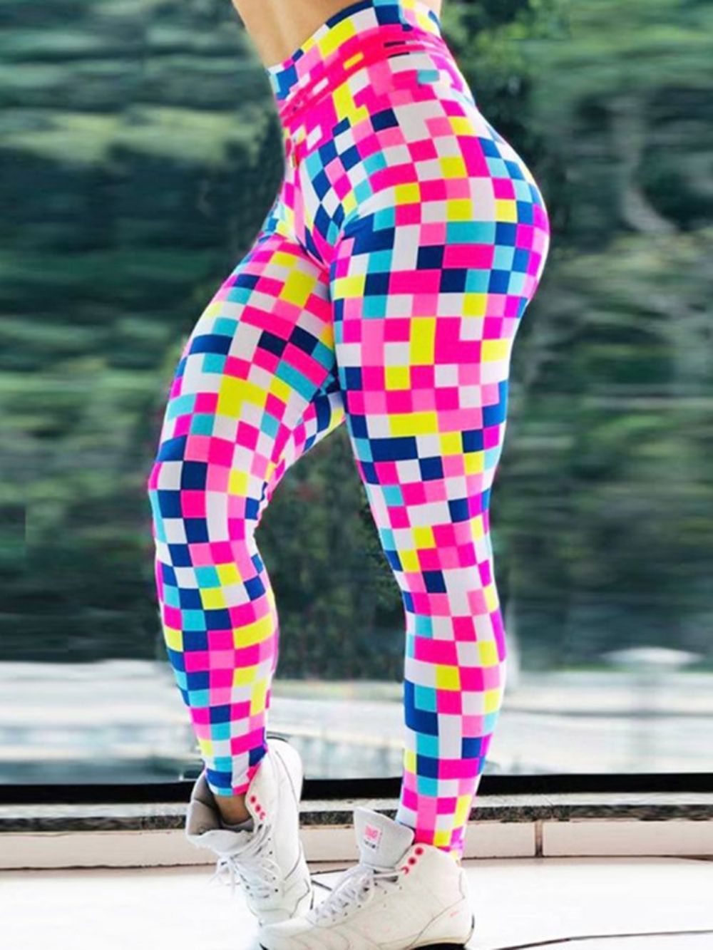 Legging Feminina De Cintura Alta Respirável Estampa De Mosaico Calças De Ioga De Cintura Alta Tiktok Leggings