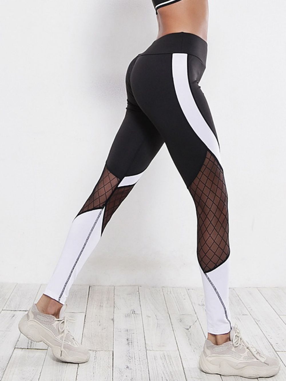 Legging Feminina Color Block Patchwork Verão Perneiras Até O Tornozelo Calças De Yoga Cintura Alta Tiktok Leggings