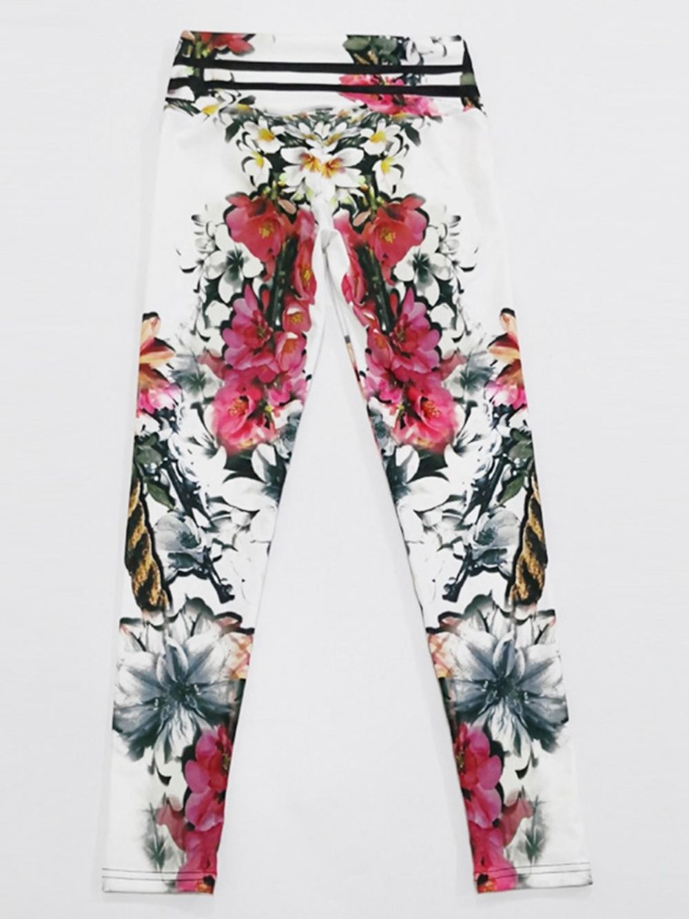 Legging Feminina Estampa Floral Chicote Nylon Cintura Alta Calças Yoga Legging Tiktok Cintura Alta